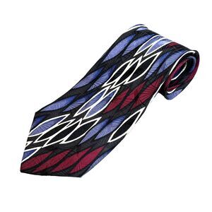 Charleston Tie Rack 100% Silk Black Blue Red Modern Length 58” Width 3-7/8”
